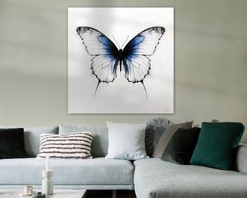 Vlinder in vintage blauw en wit van Lauri Creates