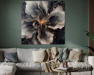 Dark art as an abstract flower in a magical universe by Digitale Schilderijen