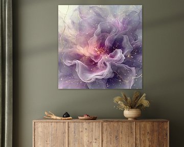 Dessin abstrait de fleurs violettes carrées magic artwork sur Digitale Schilderijen