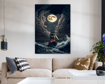schip midden in een storm van Salsa art