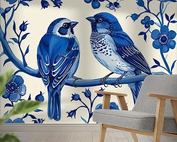 Delft blue birds by Vlindertuin Art