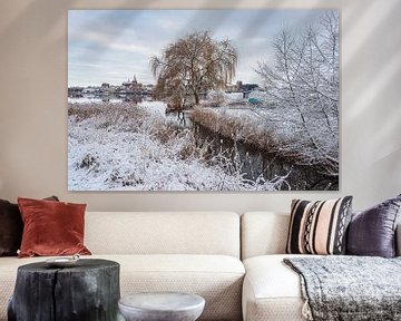 View across the Warnow to the Hanseatic city of Rostock in winter by Rico Ködder