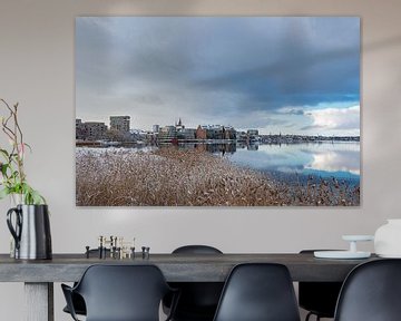 View across the Warnow to the Hanseatic city of Rostock in winter by Rico Ködder