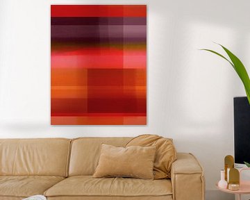 Abstract in neon earth tones. Red, terra, purple by Dina Dankers