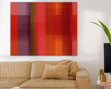 Abstract in neon earth tones. Red, terra, green, violet by Dina Dankers