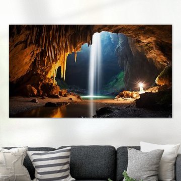 Stalactietengrot met zonnestraling