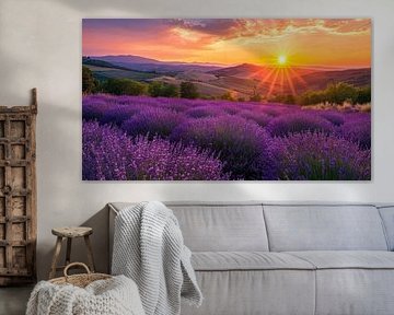 Lavendelgloed bij Zonsopkomst van Vlindertuin-Art