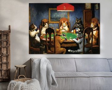 Chats jouant au poker sur Timba Art