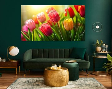 Zachte Lentebloei van Tulpen van Vlindertuin-Art
