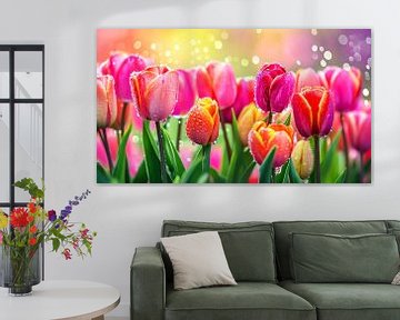Colourful Tulip display by Vlindertuin Art