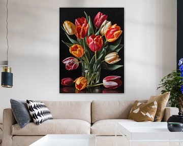 Tulips in a vase by Jolique Arte