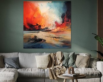 Strand en storm abstract van TheXclusive Art