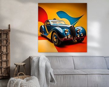 Bugatti avec rouge jaune bleu