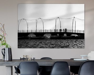 Pontjesbrug (Emmabrug) bridge, Willemstad, Curaçao. Black and white by Joanne Blokland