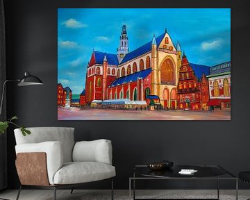 Gemälde Haarlem Grote Markt mit Grote Kerk (St. Bavokerk) von Kunst Company