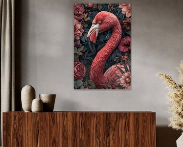 Floraler Vintage-Flamingo von haroulita