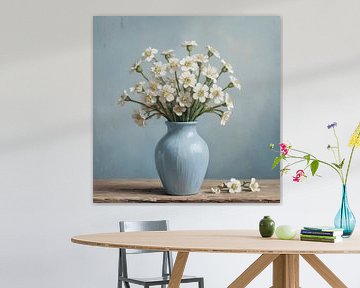 Vase avec fleurs blanches sur Timba Art