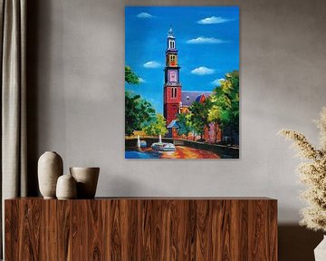 Amsterdam Malerei Westerkerk von Kunst Kriebels