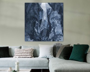 Night flowers. Abstract botanical in light and dark blue. by Dina Dankers