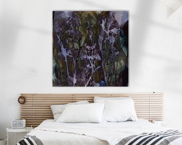 Night flowers. Abstract botanical in lilac and brown by Dina Dankers