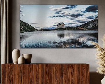Oude Pforzheimer hut aan het meer van Pforzheim van Marcel Hechler
