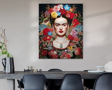 Folkloric portrait Frida by Vlindertuin Art