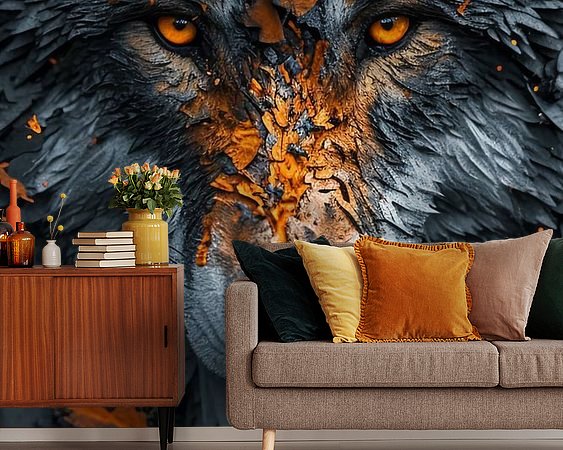 Voorbeeld van het werk in een kamer