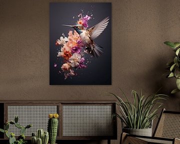 Flight of Refinement - Hummingbird in Floral Beauty by Eva Lee