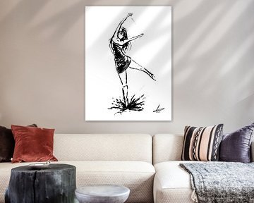 Dessin de danseuse en noir et blanc