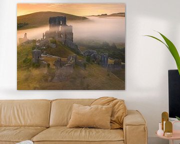 Zonsopkomst Corfe Castle, Dorset van Henk Meijer Photography