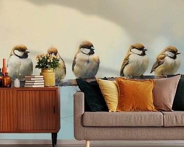 Seven Quiet Sparrows by Blikvanger Schilderijen