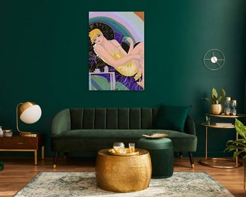 Art Deco boho folk - Vrouw met koffie van NOONY