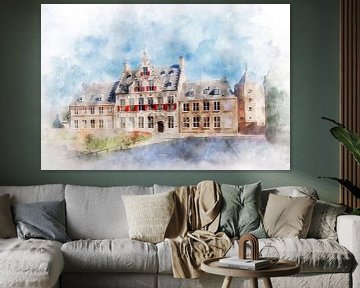 Aquarelschilderij Sint Jorisdoelen Middelburg van Danny de Klerk