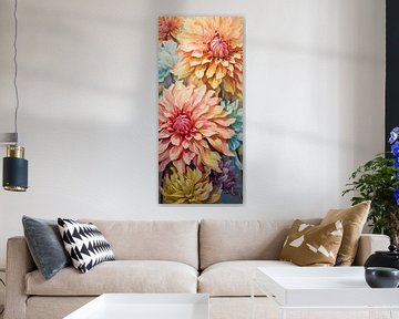 Dahlia's | Bloemen Impressionisme van Abstract Schilderij