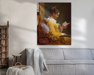 Lezend meisje, Jean-Honoré Fragonard -zonnestralen van Digital Art Studio