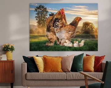 Chicken family with chicks by Bert Hooijer