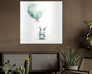 Konijntje met ballon van Lauri Creates