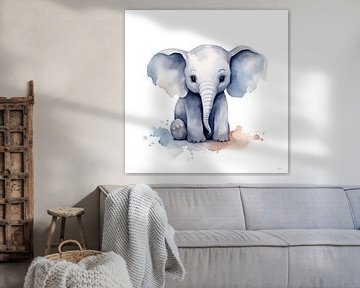 Eléphant à l'aquarelle sur Lauri Creates