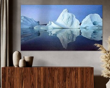 Surreal reflection with two icebergs by Ellen van Schravendijk