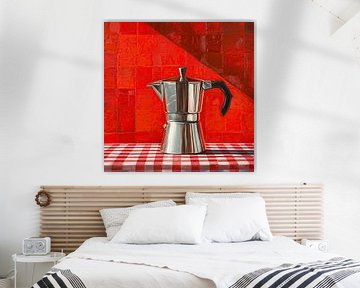 Coffee - Percolator - Coffee pot - red checkered tablecloth by Marianne Ottemann - OTTI