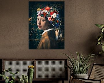 Girl with a pearl earring in mixed media artwork by John van den Heuvel