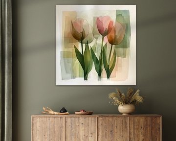 Tulipes dessin abstrait sur Dakota Wall Art