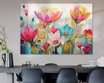 Moderne Lotus Dans van Abstract Schilderij