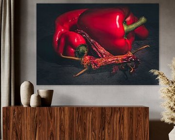 3 soorten rode pepers. van Robby's fotografie