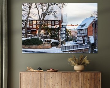 Herleshausen vakwerkhuizen in de winter van Roland Brack