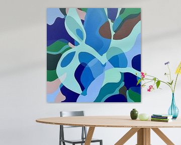 Flüsternde Blätter: Abstraktion in Blau und Grün von Color Square