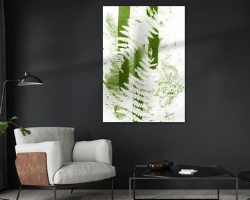 Abstract Green Fern Stripes by Lies Praet