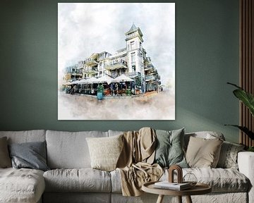 Aquarell des Komplexes 't Groentje in Domburg, Zeeland von Danny de Klerk