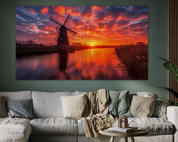 Windmill at sunset by Harry Cathunter