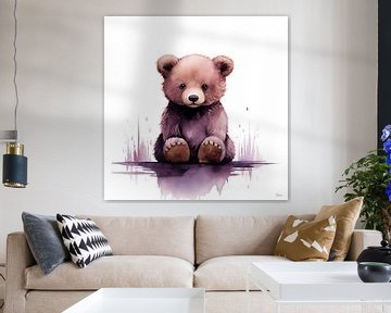 Sitting bear in watercolour. by Lauri Creates